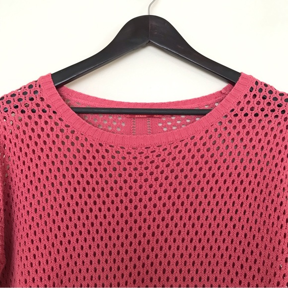 Prana Salmon Pink Crochet Ribbed Knit Sweater - Picture 4 of 10